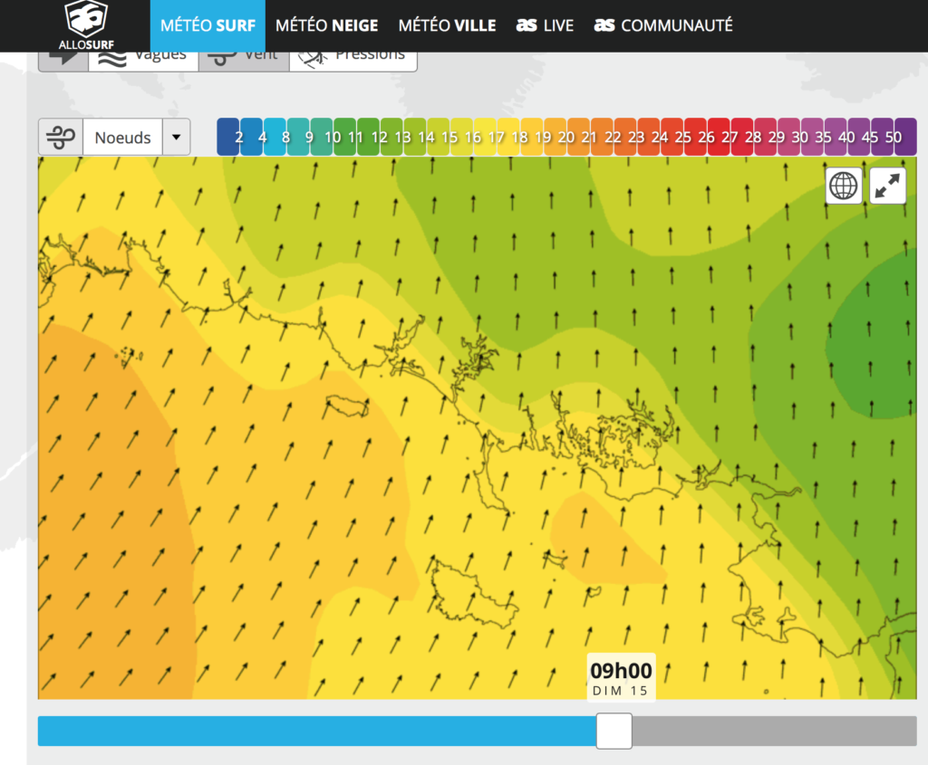 bonnes statistiques de vent quiberon